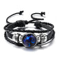 Luminous 12 Zodiac Constellation Sign Braided Couples Leather Bracelet For men Black Rope Charm Party Grow in the dark Jewelry