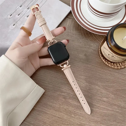Apple Watch Slim Leather Band with Decorative Connectors