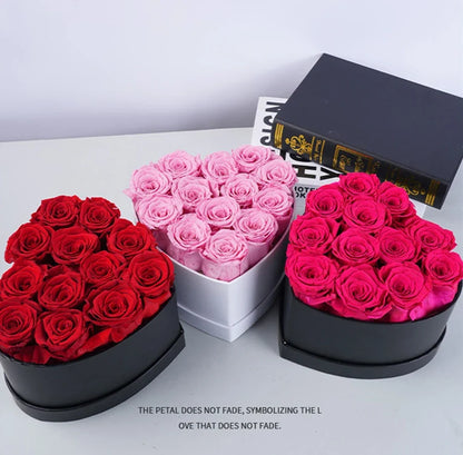 12-13pcs Peserved Roses in Heart Shape Box 100% Natural Long Last Real