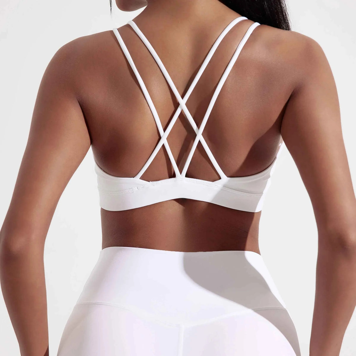 Solid Color Cross Fitness Bra with Chest Pad