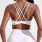Solid Color Cross Fitness Bra with Chest Pad