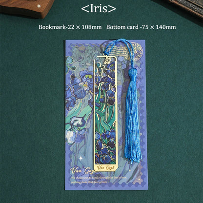 Van Gogh Monet Oil Painting Metal Bookmark Hollow Art Book Mark With Tassel, Vintage Reading Accessories Gift For Book Lovers