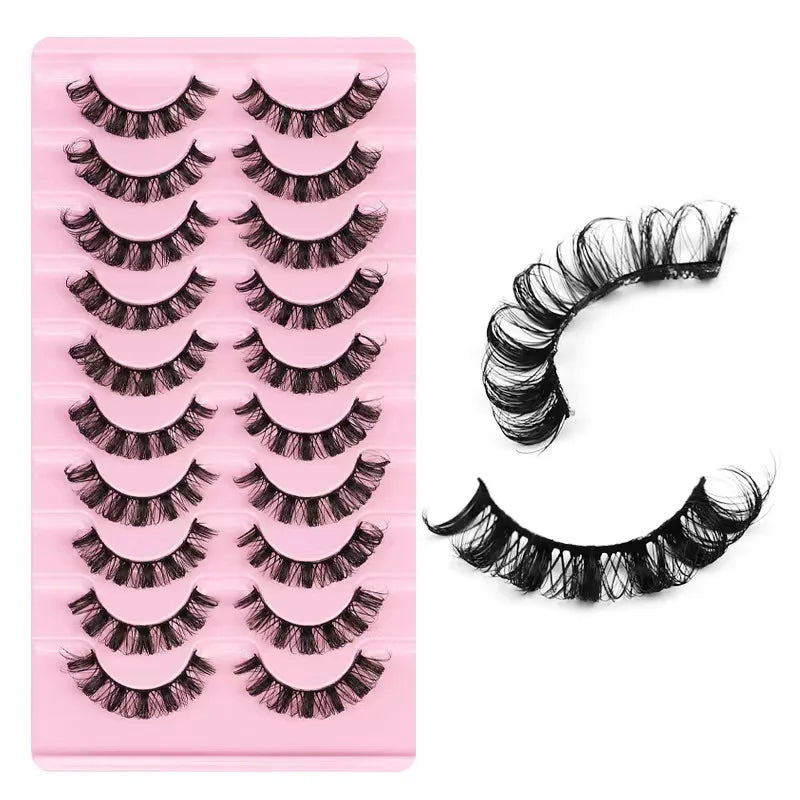Simple Application Dramatic Russian 3D Mink Strip Lashes 10 Pairs Fake Eyelashes For Makeup Newbies & Vendors