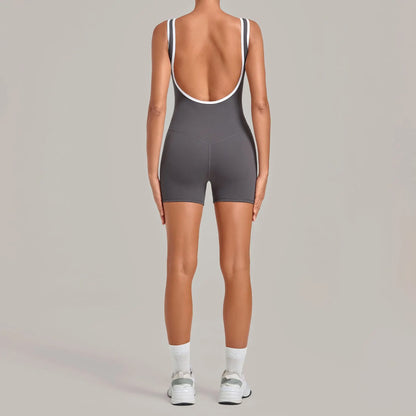 Women's Sleeveless Backless Gym Romper