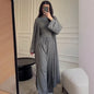 Pant Set Women Three Piece Sets Round Neck Short Sleeve Shirt Straight Pants Lace Up Long Robe Y2k Streetwear Work Casual 2026