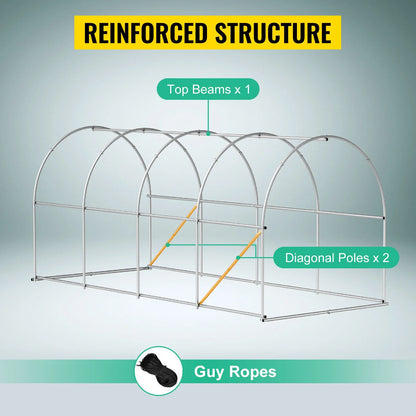 SucceBuy Walk-in Tunnel Greenhouse Galvanized Frame & Waterproof Cover 15x7x7/10x7x7/20x10x7/12x7x7 ft Greenhouses & Cold Frames