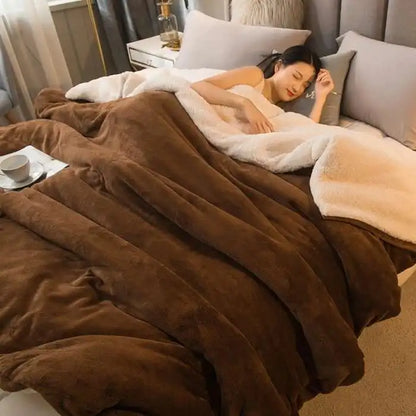 Double-Sided Wool Throw Blanket - White Dark Gray Warm Queen Duvet Cover For Winter, Ideal For Camping & Bedspreads