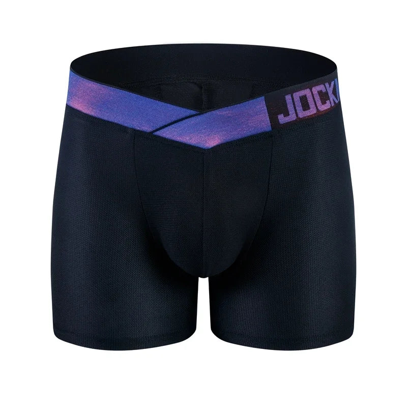 Men's Underwear Padded Buttocks Boxer Trunk with Butt Pads, Breathable Mesh, Long Boxer Shorts, Elastic and Comfortable