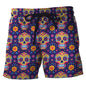 Harajuku Skull Graphic Beach Shorts Hawaiian Male Boardshorts Goth Skeleton Flower Bermudas Hip Hop Short Pants For Men Trousers