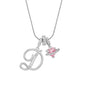 Fashion Letter Necklace for Women Pink Zircon Heart-shaped Pendant Suitable for Girls to Wear Personalized Gold-plated Jewelry