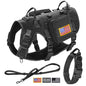 Tactical Dog Harness Collar Leash Set Military Training Pet Vest with Pouches Flags Durable Collars for Big Dogs German Shepherd