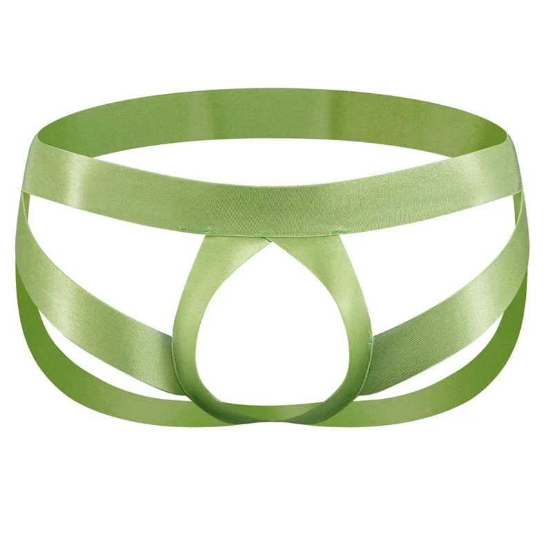 Men's Low Waist Sexy Color Block G-Strings & Thongs Cockstraps Open Back Men Jockstrap Panties Cockring Pouch Gay Underwear