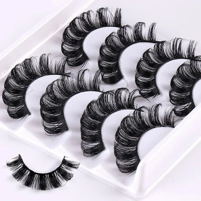 4 Pairs 3D Faux Mink Russian Strip Lashes DD Curl Super Fluffy Reusable Volume False Eyelashes Lightweight All-Day Wear Lashes