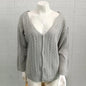 Openwork Cardigan Women's Autumn/winter Solid Color V-neck Long Sleeve Knitwear Temperament Commuter Sweater