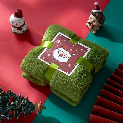 Coral Velvet Christmas Towel Xmas Holiday Decorative Reusable Face Towel Absorb Water Wash Cloth Christmas Gift Party Gift