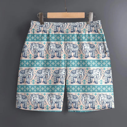 Men's Hawaiian 3D Elephant Ethnic Pattern Beach Shorts Quick Dry Outdoor Leisure Sports Shorts Fashion Men's Shorts