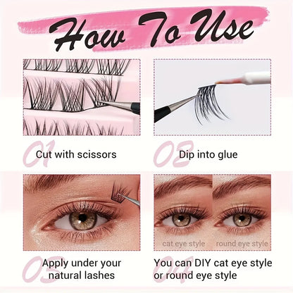 10 Rows Single Cluster Fluffy Lash Natural Look Eyelash Extensions 8-16MM Mixed Length D Curl Individual Lash Bundles 40D