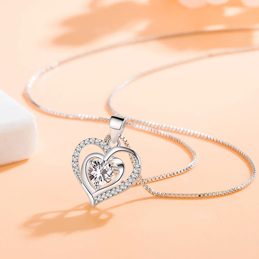 925 Sterling Silver 18k Gold Plated Necklace Single Sparkling Zircon Clavicle Chain for Women Wedding Silver Jewelry