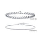 2pcs Men's Chain Bracelets, Stainless Steel Silver Gold Black Color