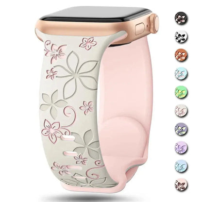 Apple Watch Two-Tone Floral Silicone Band