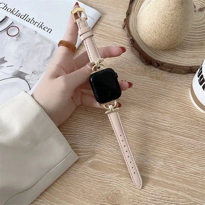 Apple Watch Slim Leather Band with Decorative Connectors
