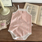 Newborn Baby Romper Sleeveless Plaid Baby Jumpsuit Summer