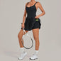 Yoga Dress Outdoor Running Anti Glare Sports and Fitness Pleated Tennis Dress Women's Yoga Jumpsuit Set ance Ballet Sports Dress