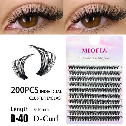 MIOFIA DIY Eyelash Clusters Fluffy Natural Anime Lashes 8-14mm Mixed Length Large capacity 3D Russian Volume Eyelash Extension