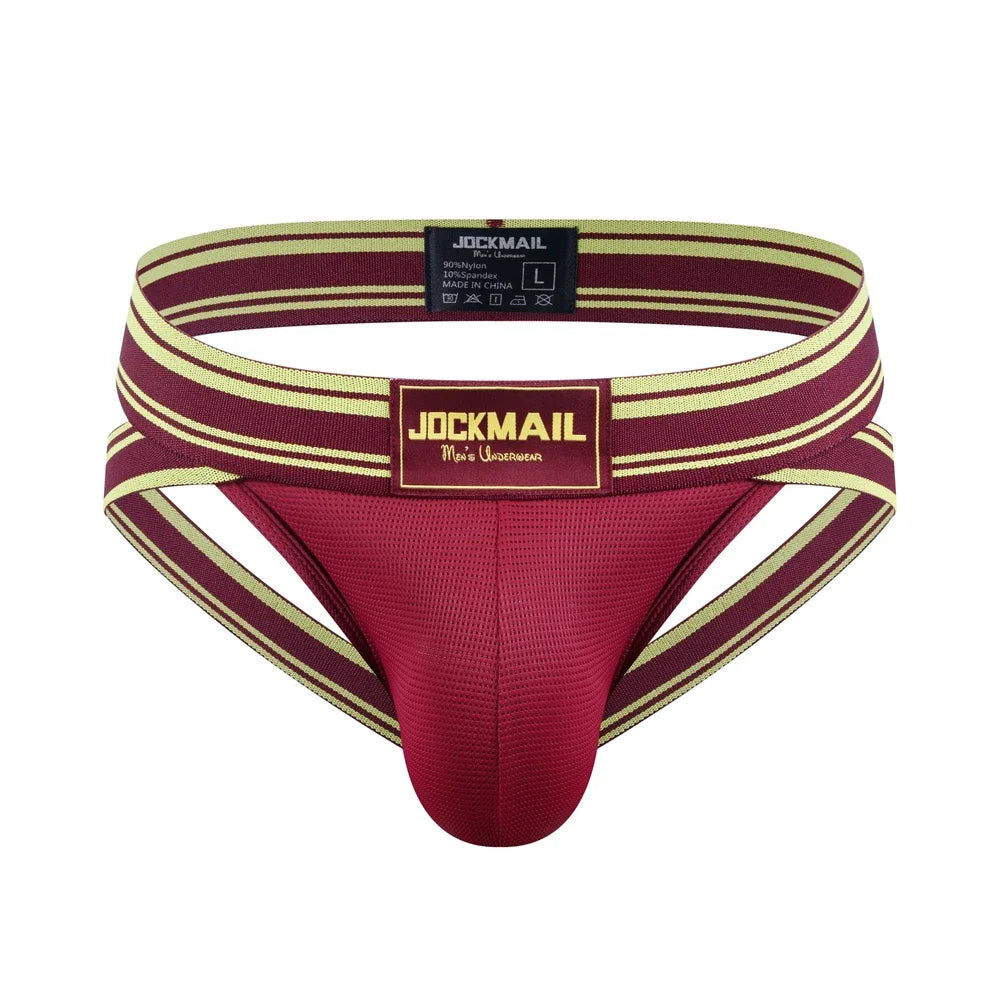 JOCKMAIL Men Jockstrap Thong  Mens Bikini Briefs Sexy Gay Underwear Nylon Mesh Hip Lift Mesh Quick Dry Sports Wear Panties