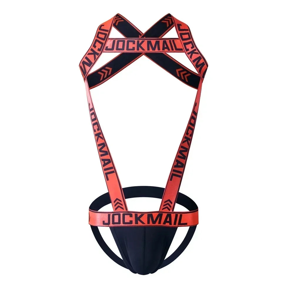 Men's Jockstrap Underwear Bodysuit Suspender Jumpsuits Sexy Lingerie Men Harness Hollow Out Bondage Elastic Hole Erotic Costume