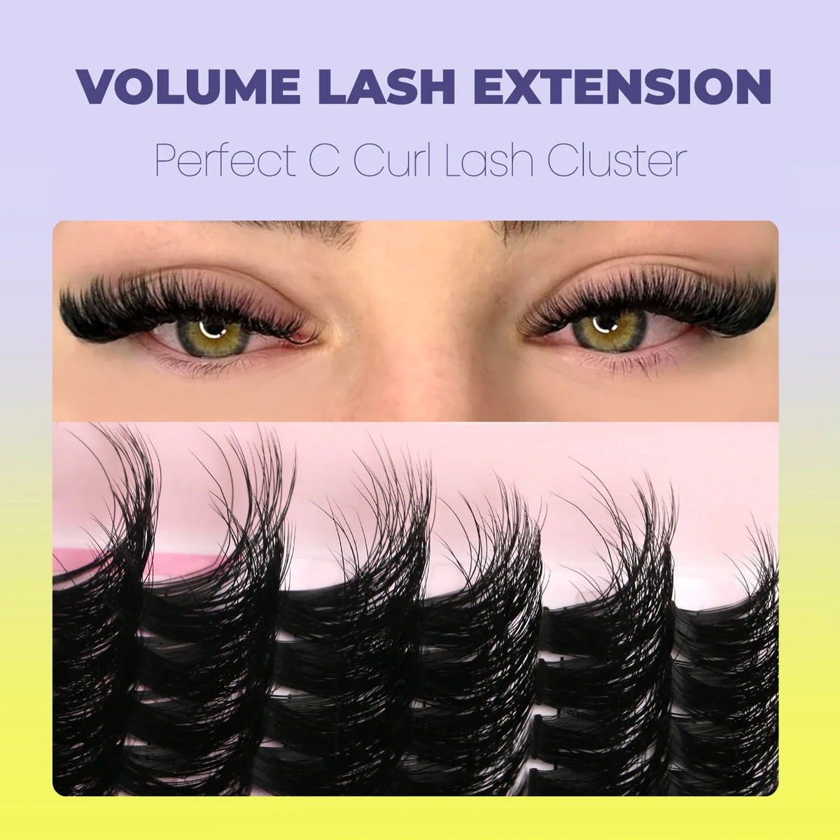 GROINNEYA Lashes Clusters Cat Eyelashes Wispy Individual Lashes Extensions Volume Fluffy Clusters Lashes DIY Eyelashes Makeup