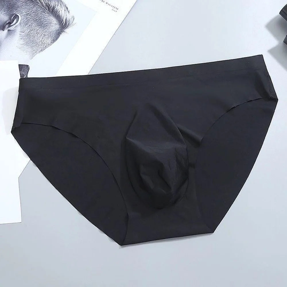 Sexy Men's Panties Ice Cool Breathable Semi Transparent Brief Solid Color Middle Waist Underwear Pump Man Bulge Pouch Briefs