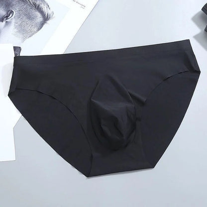Sexy Men's Panties Ice Cool Breathable Semi Transparent Brief Solid Color Middle Waist Underwear Pump Man Bulge Pouch Briefs