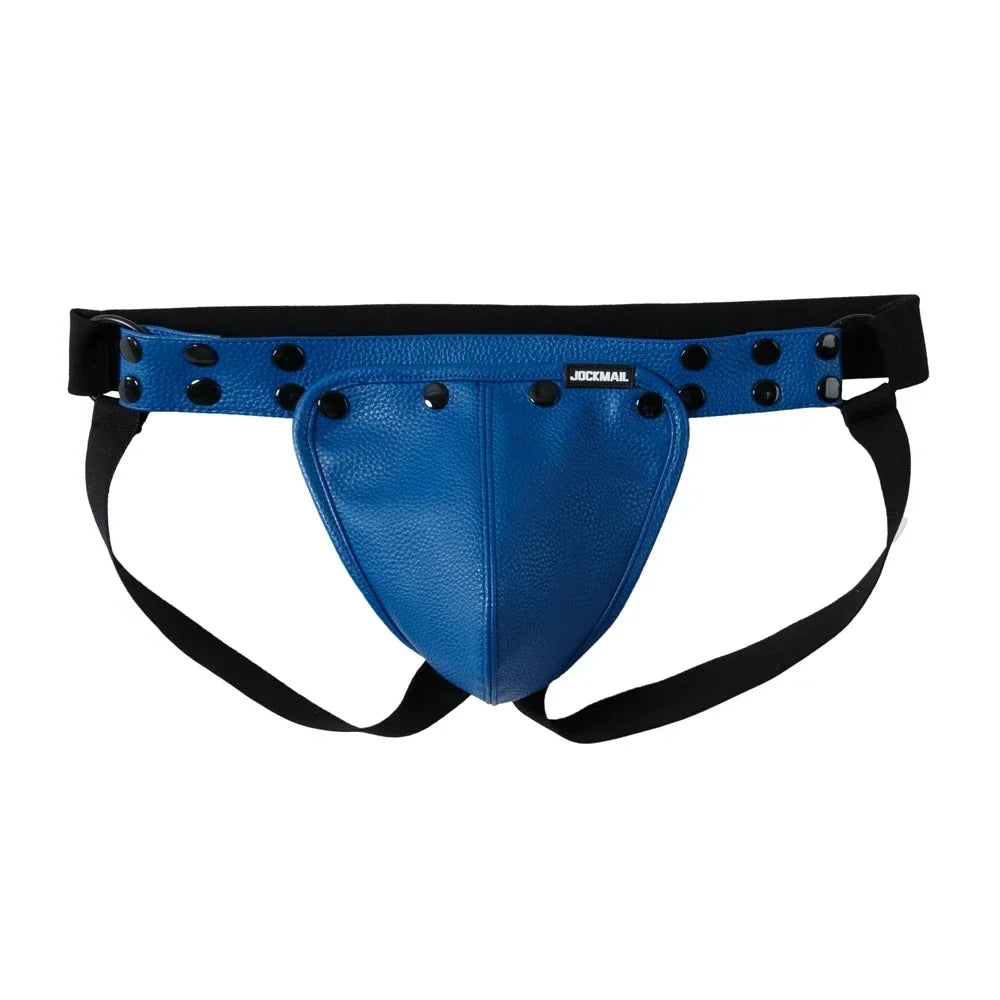 Men's Leather Tri Harness Chest Armor Buckles Adjustable Size Removable Pouch Faux Leather Jockstrap Gay Underwear  Costumes