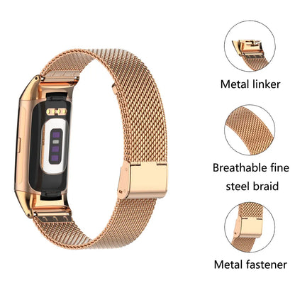 Fitbit Charge 5 & 6 Stainless Steel Mesh Band - Clasp Strap