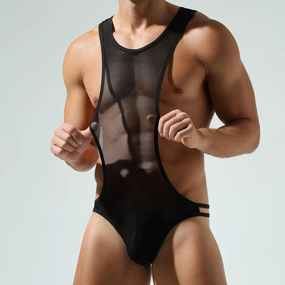 Sexy Men Underwear T-Back Bodysuit Jumpsuit Stretch Nylon Man Harness Men's Thongs Jockstrap Sissy Tanga Hombre Slip Lingerie