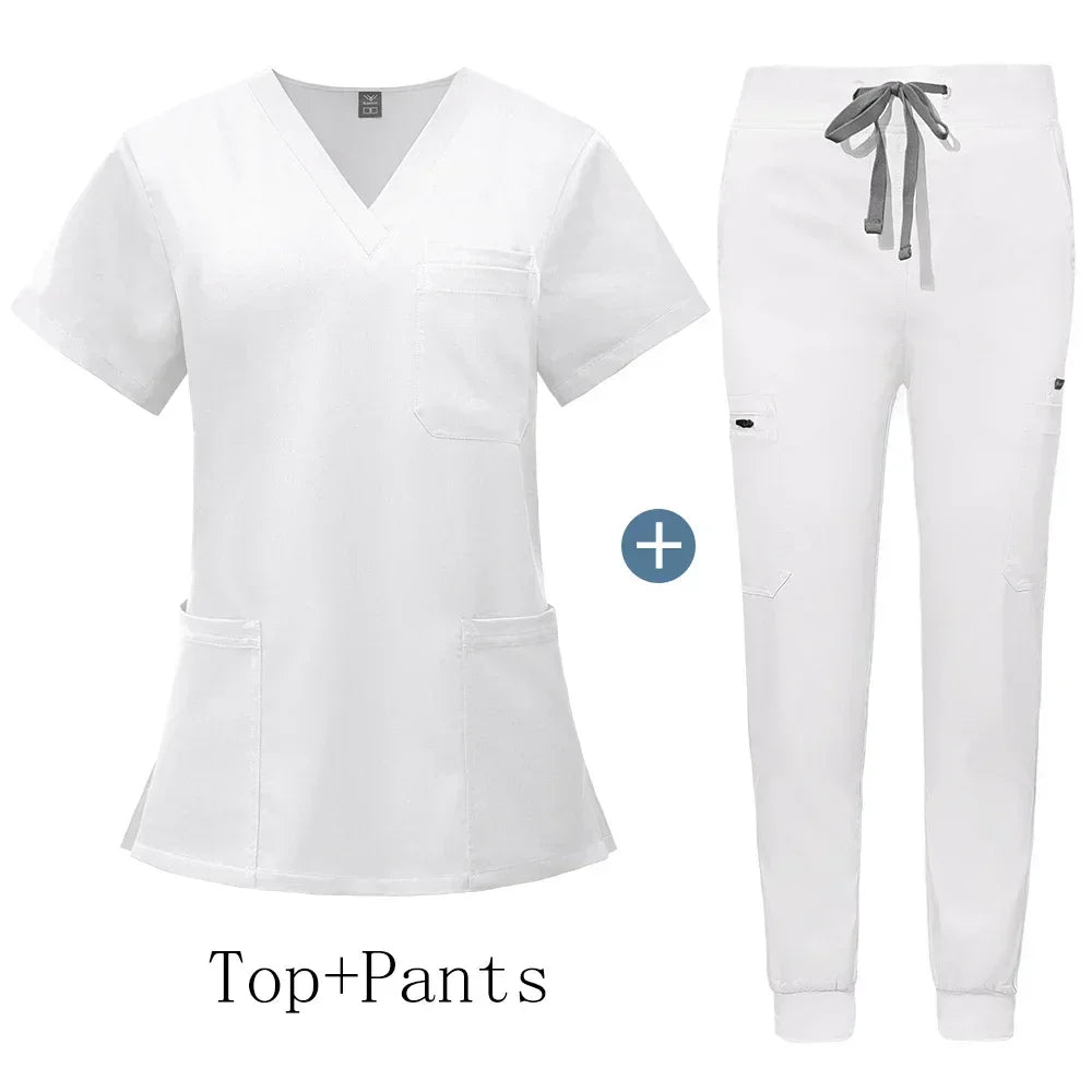 Unisex V-Neck Scrub Set with Jogger Pants
