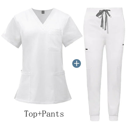 Unisex V-Neck Scrub Set with Jogger Pants