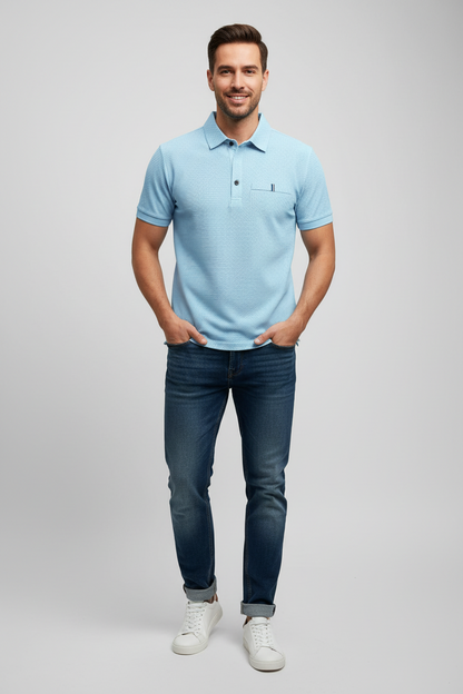 Cool Breeze Men’s Summer Ice Silk Lapel Pocket Polo Shirt