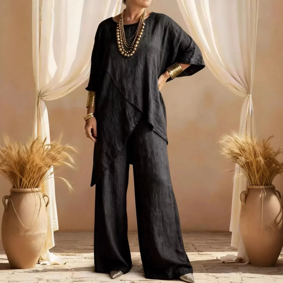 Fashion Loose Women's Matching Sets Casual Half Sleeve Loose Tops and