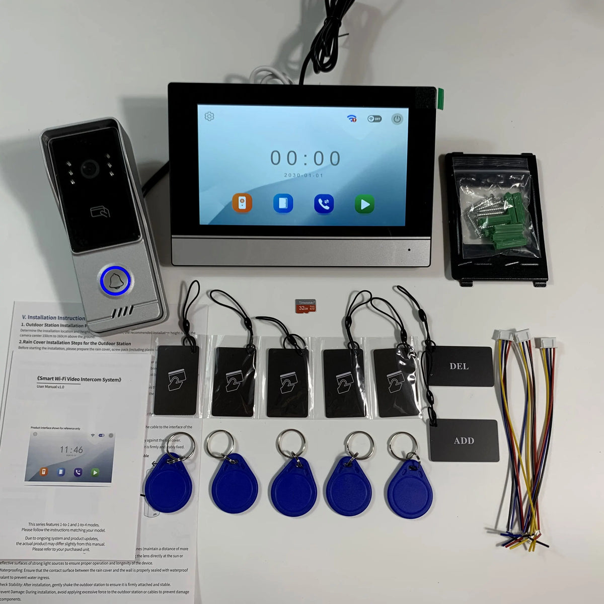 4 Wire Tuya Video Doorbell 7 inch HD Metal IR Camera Video Door Phone Two-way Audio WiFi Visual Intercom System RFID APP Unlock