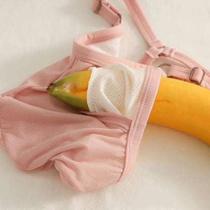 Sexy Men's Underwear Ice Silk Mesh Pouch Thin See-Through Underpants Jockstrap T Pants Elastic Waist Adjustable Thong