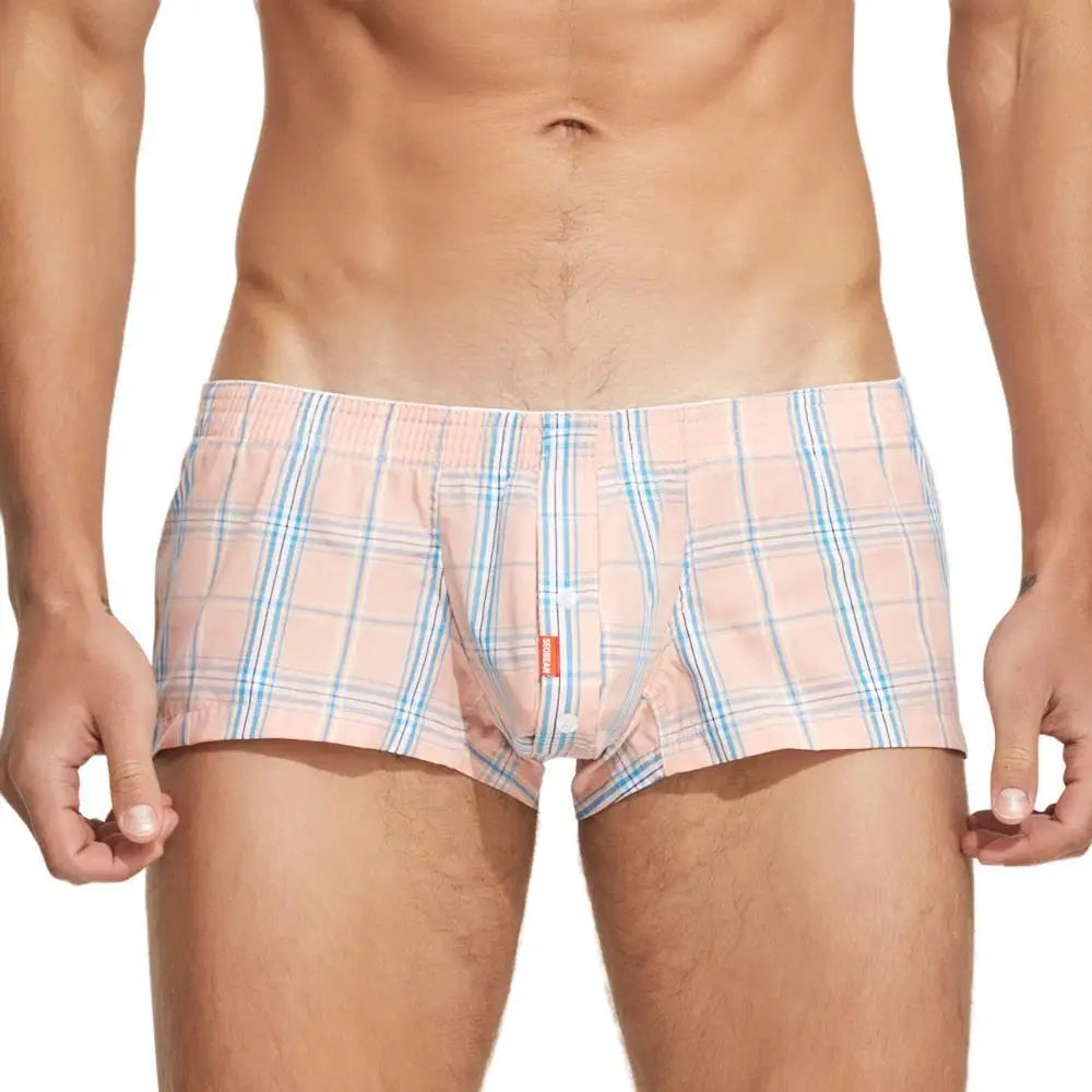 New SEOBEAN Cotton Plaid Boxer Shorts Men's Classic Underwear Men Boxers Loungewear Underpants Sleep Aro Pants Shorts