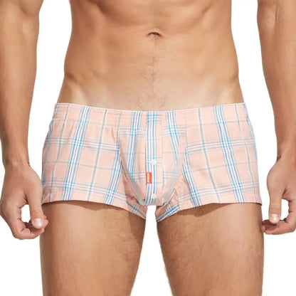 New SEOBEAN Cotton Plaid Boxer Shorts Men's Classic Underwear Men Boxers Loungewear Underpants Sleep Aro Pants Shorts
