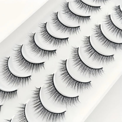 Natural Lashes 10 Pairs Extensions Strip Lashes Natural Look Slender Elongation Eyelashes 6-10mm Cat Eye False Eyelashes