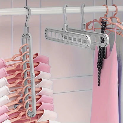 3pcs, Plastic 9-Hole Foldable Hangers, Heavy Duty Space Saving Clothes
