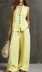 Outfits For Women 2 Piece Set Single-breasted Vest Pocket Solid Color Top Women Pocket Wide-leg Trousers Women's New Summer Suit