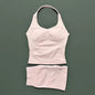 2 Pieces Shorts Yoga Set Women Backless Halter Tops High Waist Seamless Shorts Gym Suit Fitness Sportswear Workout Sets
