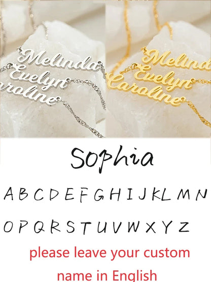 Custom Different Font Name Pendant Necklace for Woman Girls Stainless Steel Nameplate Personalized Choker Necklaces Jewelry Gift