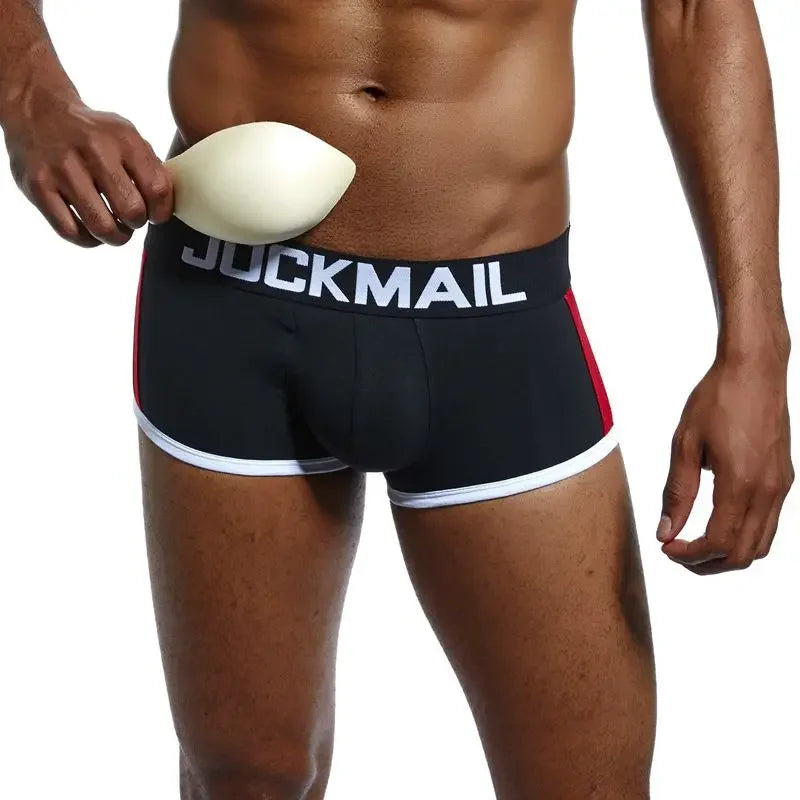 JOCKMAIL  Mens Underwear Boxers Bulge Enhancing with Push Up Cup Underwear Men Shorts Trunk Enlarge Mens Panties Underpants